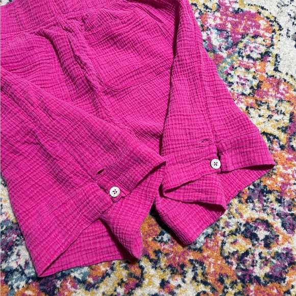 Soft Surrounding | Pink Gauze Cotton Shorts Small High Rise Del Ray Cuff Shorts - Picture 9 of 10